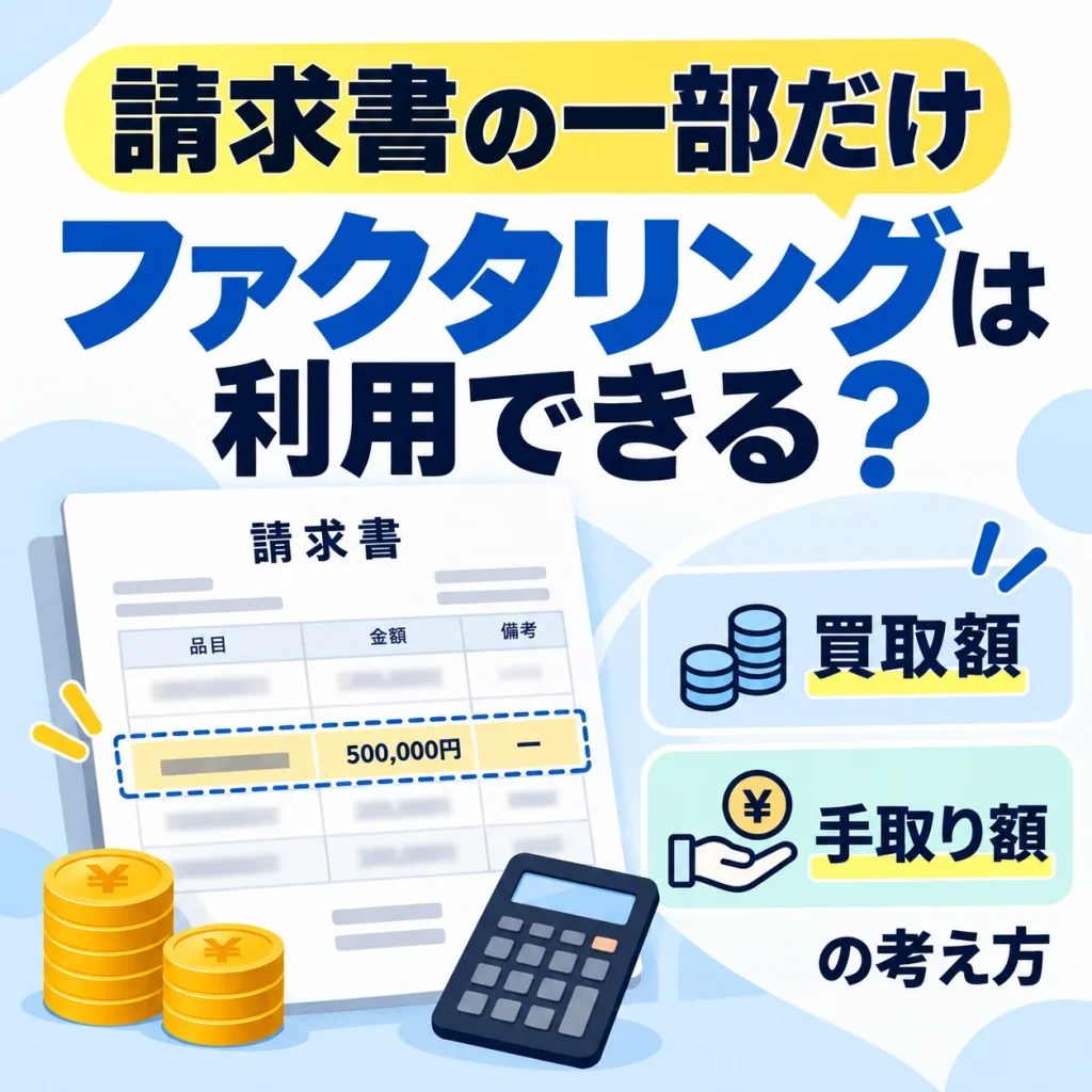 ファクタリングは請求書の一部だけ利用できる？買取額と手取り額の考え方